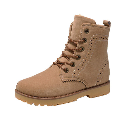 

Women Nubuck Ankle Martin Knight Brogue Boot High Top Retro Shoes Fleece lined