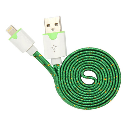 

New 123M 3610Ft Flat Noodle Strong Fabric Braided Data Sync Charger Cable For iPhone 5 5S 6 6S Plus iPad Mini 4