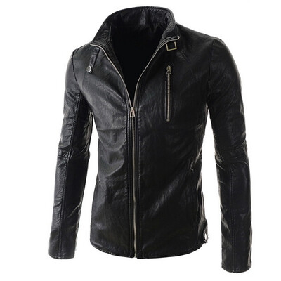 

Zogaa New Mens Leather Clothing Pu Casual Stand Collar