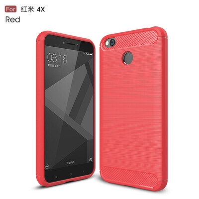 

Carbon fiber silicone case for xiaomi redmi 4X funda coque tpu brushed cover etui tok hoesje husa skal