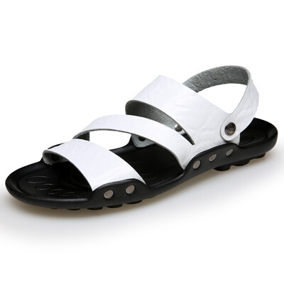 

2018 Summer New Style Fashion Leather Sandals Slip Plus Size Sandals&Slippers Beach Shoes