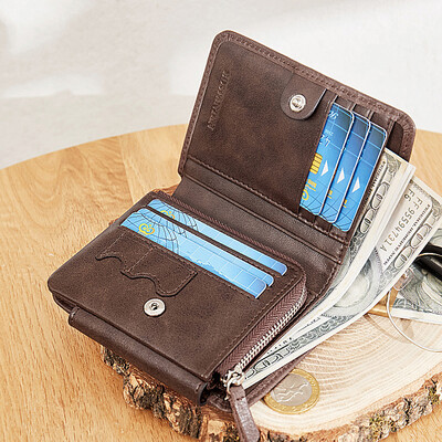 

BOSTANTEN mens wallet first layer cowhide multi-card vertical wallet mens multi-function short wallet B3172102 apricot yellow