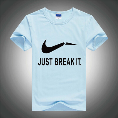 

New Mens Fashion Casual Short SleeveJUST BREAK IT Print Cotton Plain Lined Slim Sport T-Shirt