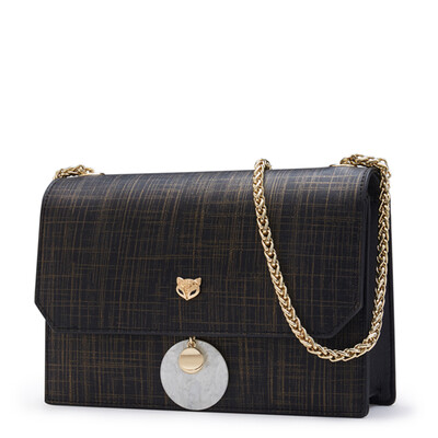 

Golden Fox FOXER Womens Bag Leather Fashion Chain Shoulder Bag Simple Joker Lady Messenger Mini Square Bag 994001F1O Gold