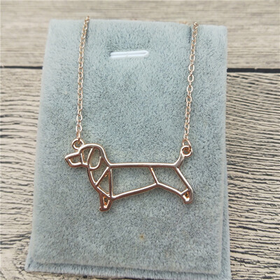 

New Origami Dachshund Necklace Dachshund Charm Female Male Gift Necklace Fashion Women Jewellery Geometric Jewellery
