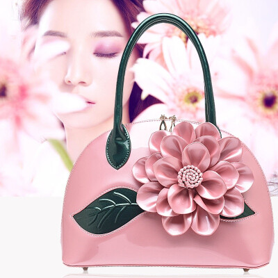 

Handbags Handbags Flower Shell Bag Korean Bright Leather Single Shoulder Span