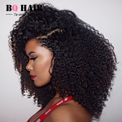 

BQ New Product 7A Malaysia Virgin Hair Kinky Curly Aliexpress Hair 13x4 Full Frontal With Baby Hair 1B Perucas Beauty Forever