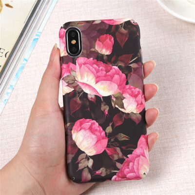 

Винтаж цветочный лотоса крышка для iphone 7 8 плюс телефон Чехол Жесткий Пластик тонкий матовый Капа Корпус для IPhone 6s 6 X