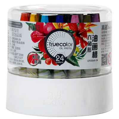 

TRUECOLOR 24 color student hex rod silky easy to paint oil pastels childrens crayon painting pen white bucket OP2068
