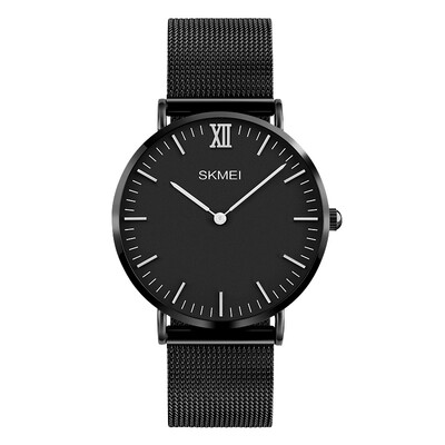

Time beauty skmei watch men&women ultra-thin series fashion simple quartz student watch black silver needle steel belt