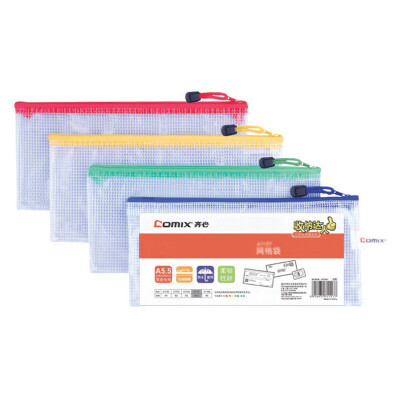 

Comix) 10 installed moisture-proof mesh zipper pocket A5.5 file bag A1057 color random