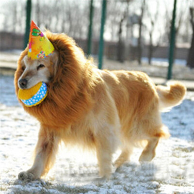 

MyMei M New Cute Pet Costume Lion Mane Wig for Dog Cat Halloween Clothes Fancy Dress up LIGHT BROWN