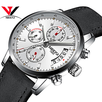 

NIBOSI Quartz Wrist Watch Men Top Brand Luxury Watch Fashion Men Sport Watch Leather Band Chronograph Stainless Steel Relogios