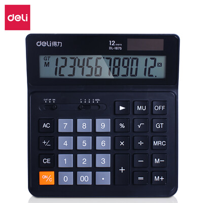 

Deli deli dual power desktop calculator 12-digit widescreen financial calculator black 1675