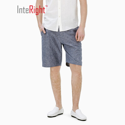 

INTERIGHT casual shorts mens cotton&linen blend casual pants denim blue  32