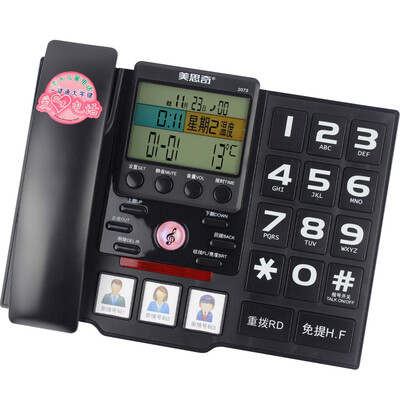 

Misaki MSQ 2073 Caller ID Phone White Screen Backlight Temperature Display Voice Message Calendar Oversized Key Home Office Airplane Black