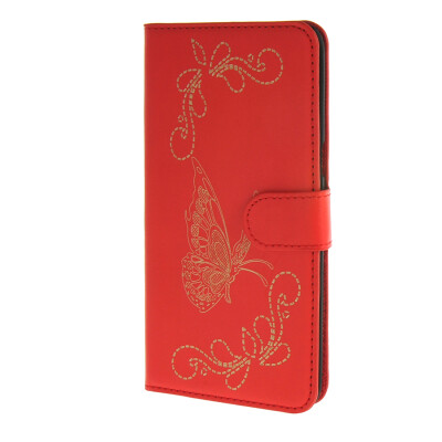 

MOONCASE Case for Samsung Galaxy Note 5 Edge Butterfly series Leather Flip Wallet Card Slot Stand Back Cover Red