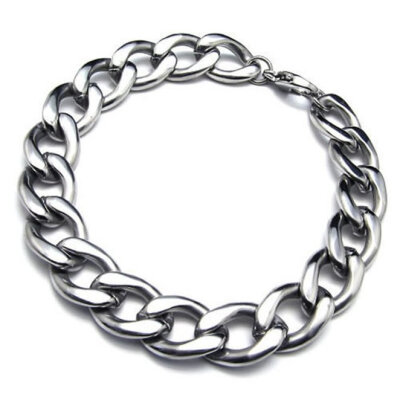 

Hpolw Stainless Steel Wide Link Mens Bracelet Silver 9 12 Inch