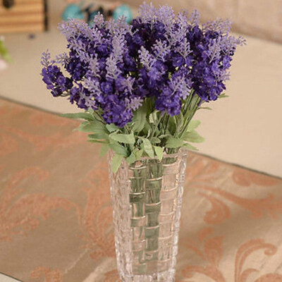 

10Heads Lavender Flower Silk Artificial Bouquet Wedding Home Party Decor Crafts DARK PURPLE
