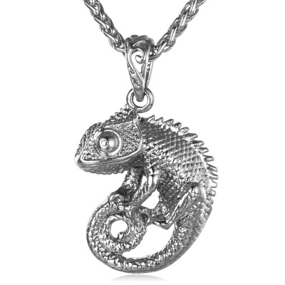 

Statement Necklace For Women/Men Jewelry 18K Gold Plated Stainless Steel Chameleon Dragon Big Necklaces & Pendants