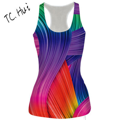 

2018 Europe&the United States new wild casual vests digital printing in the long section of the Slim vest