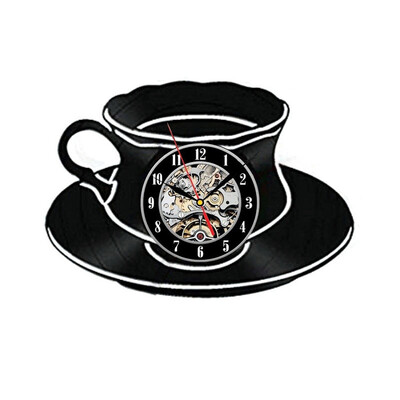 

Creative Coffee Cup 3D Vinyl Record Wall Clock Home Decor Handmade Wall Art Gift