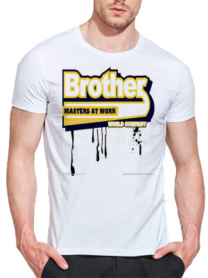 

Mens O Round Neck Casual Short Sleeves Fashion Cotton T-Shirts Brothers Letter Digital Print