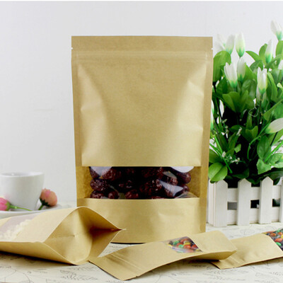 

YoujialiangpinSelf-upstanding thick kraft paper Ziplock bag Tea bag packaging bag Melon sealed bag Visual section 9143cm 100