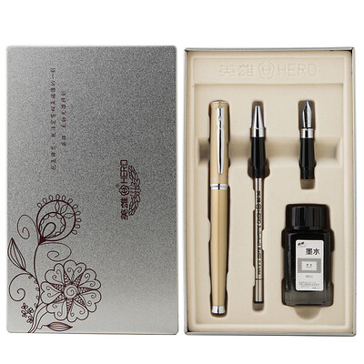 

Hero HERO 2062 Golden Edge Series Double Pen Fountain Pen Ball Pen Ink Gift Set