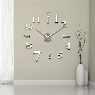 

3D Wall Clock Frameless Modern Mirror Metal Large Wall Stickers Clocks Wall Watches Room Home Decorations