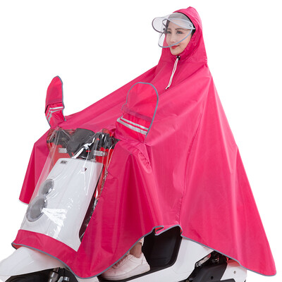 

Yuhang YUHANG outdoor riding adult electric battery motorcycle single raincoat men&women single poncho big hat with mask 4XL rose red