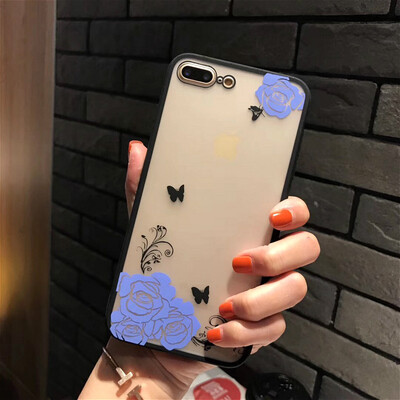 

3D рельеф градиент роза цветы матовая Пластик Силиконовая крышка для Apple IPhone 5 5s se телефона чехол ясно для iphone 6 6s 7 8