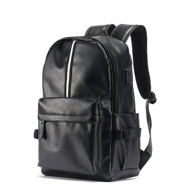 

Casual Black Soft Leather Business Rucksack Bag Backpack Students Laptop Knapsack Back Pack Daypack