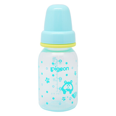 

Pigeon standard caliber PP plastic painted bottle 120ml raccoon blue with S pacifier AA166