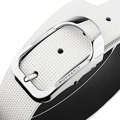 

BUYBARLY Mens Belt Mens Leather Pin Buckle Casual Fashion Pants Belt Mens Pants B-ZK12 Silver Buckle - White Black Belt