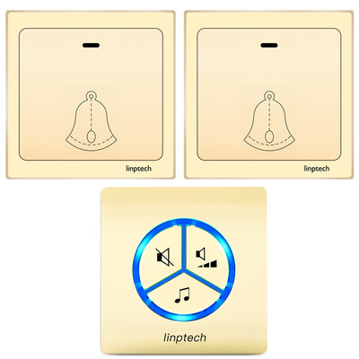 

Leading technology doorbell wireless home pager waterproof remote intelligent self-generation G1 champagne gold one for three