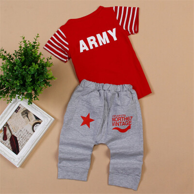 

hot sale Baby boy clothes Brand summer kids clothes sets t-shirtpants suit Star Printed Clothes 90-140 sport suits