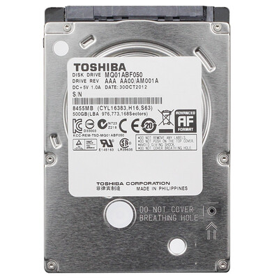 

Toshiba TOSHIBA 500GB 5400 rpm 8M SATA notebook hard drive MQ01ABF050