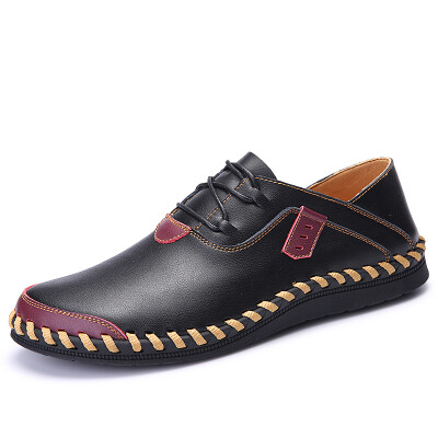 

Mens Stitching Soft Sole Breathable Casual Lace Up Driving Loafers