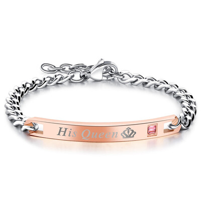 

316l Stainless Steel Crown Bracelet Men Women Couple Jewelry Cubic Zirconia Lovers Bracelets Accessories OB886