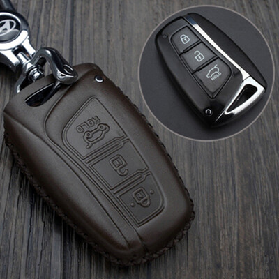 

Che Dapin new Shengda leather key bag Beijing Hyundai led new Shengda name map IX35IX25 Reina Lang move Sonata eight nine special key sleeve buckle smart three-key brown