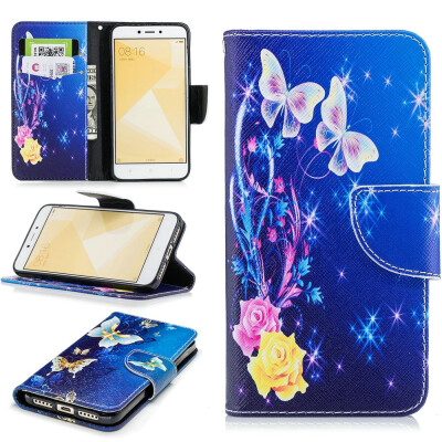 

BEFOSPEY Painting PU LeatherSoft TPU Card Slot Stand Wallet Case For Xiaomi Redmi 4X50"2017