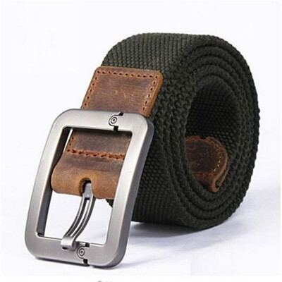 

HOT 2017 wholesale Real Solid brand Belt for Men Casual Striped belt Cinto mens Fashion Pin Buckle Canvas cowboy knitted Strap