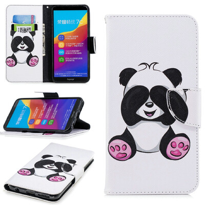 

BEFOSPEY Painting PU LeatherSoft TPU Card Slot Stand Wallet Case For Huawei Honor 7C599"2018