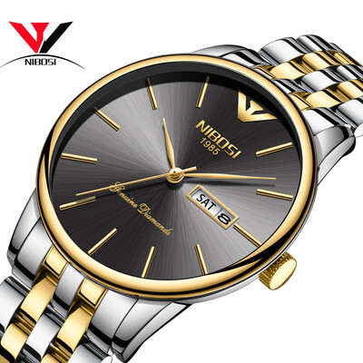 

Саат NIBOSI Бизнес Ультра тонкие мужские часы 2018 Топ бренда Роскошные кварцевые часы из нержавеющей стали Мужчины Мода Календарь Дата Неделя