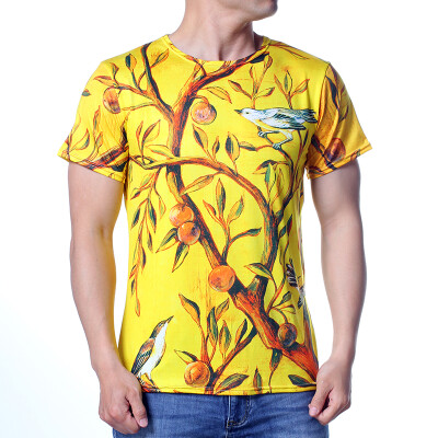

Flower Printed O-Neck Pullover Short Sleeve T-Shirts