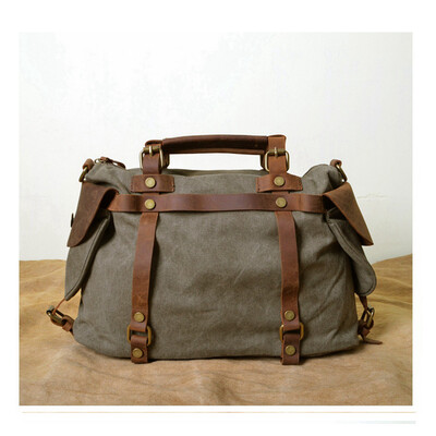 

Trendy Canvas Top-handle Bag Men Women Leather Messenger Bags High Quality Casual Handbags Brand Design Shoulder Bags
