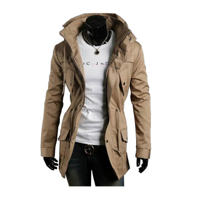 

Zogaa Double High Collar Men's Jacket Pure Color Casual Slim