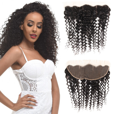 

Candace Brazilian Hair Deep Wave Ear To Ear Lace Frontal Closure Natural Color 13"x4" 100 Human Hair Closure