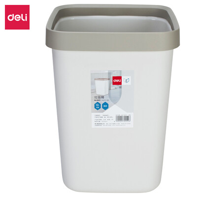 

Deli large ring square trash can without cover home office paper 12L gray 18821